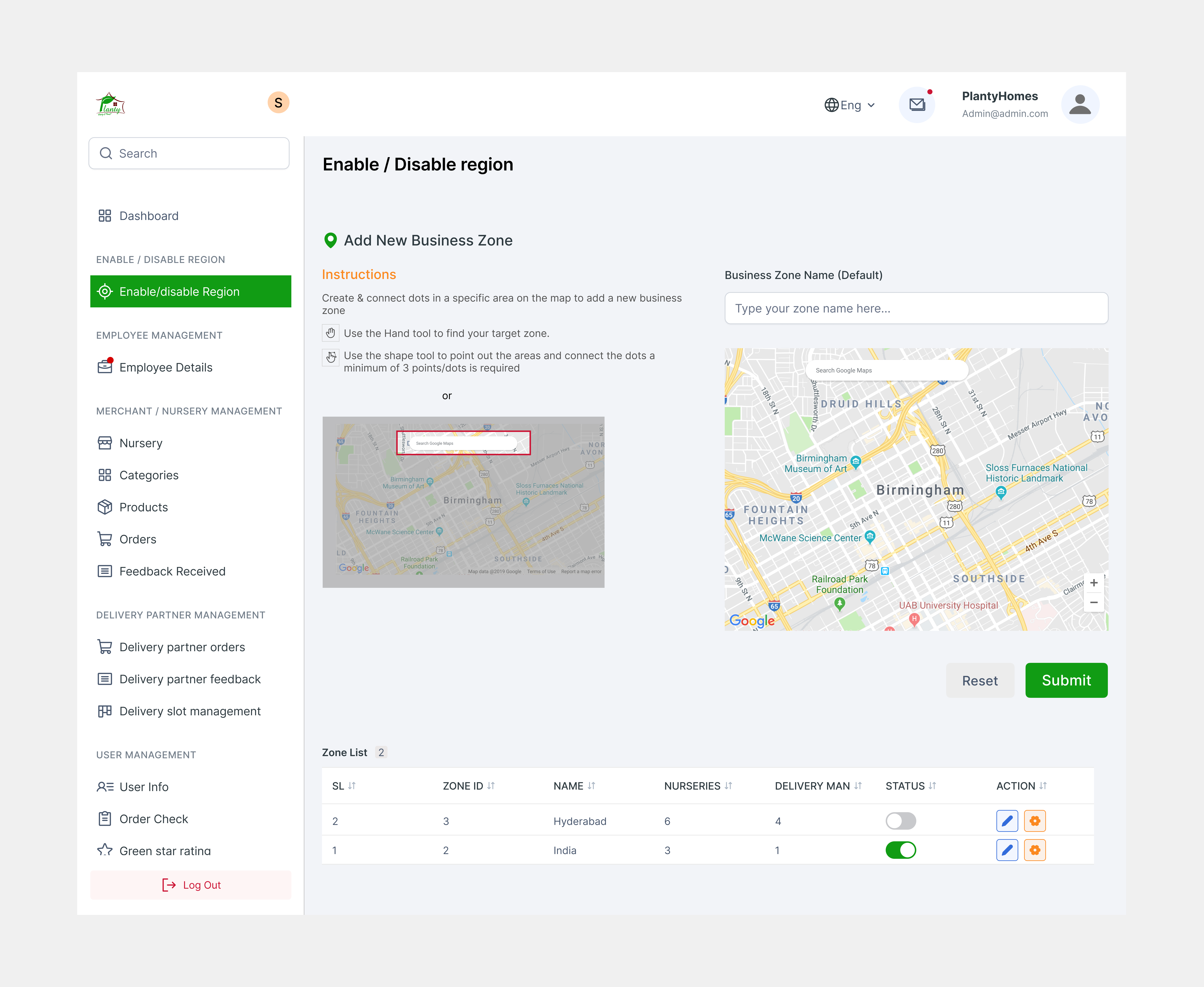 managing region for orders and bookings